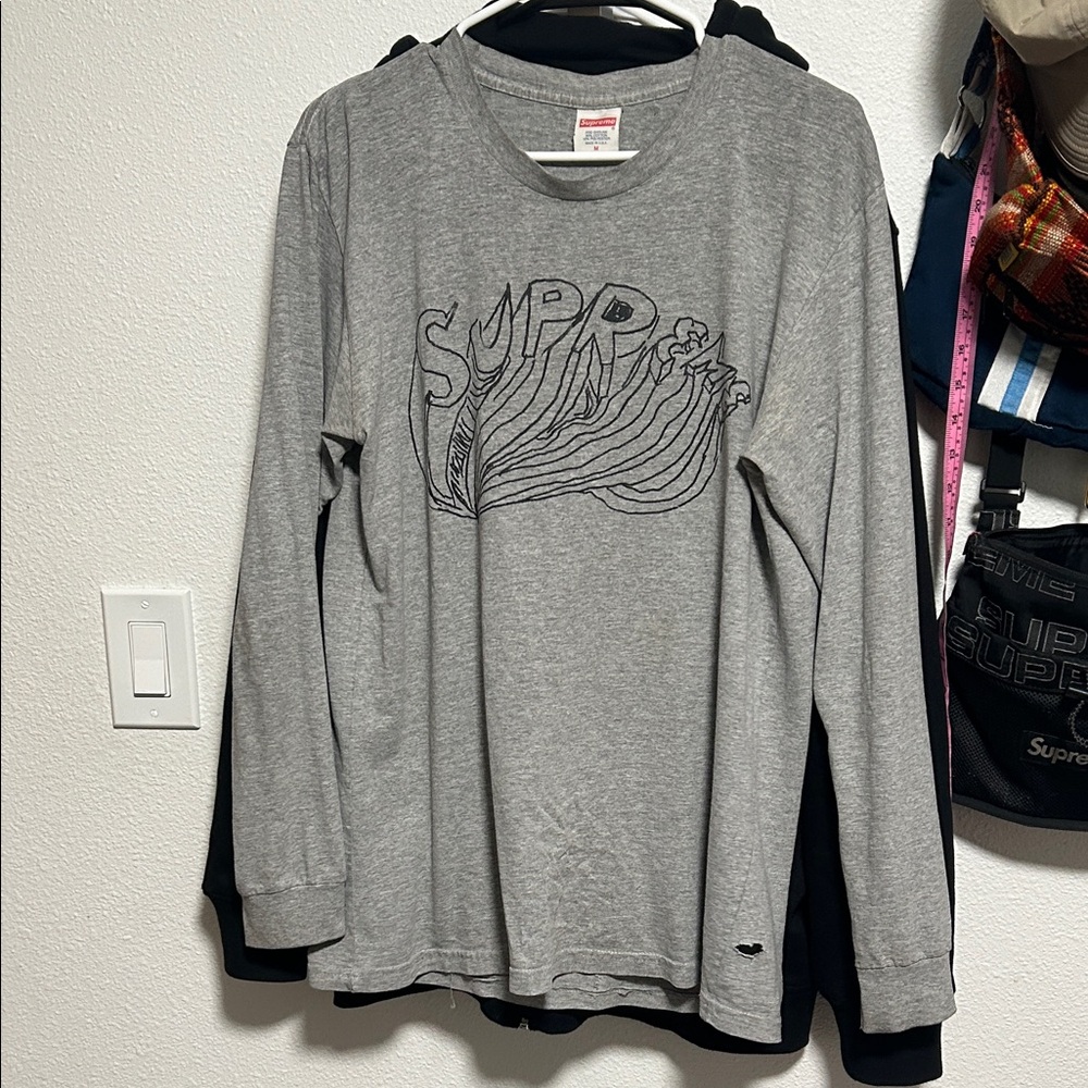 Supreme Gray Long Sleeve Tee